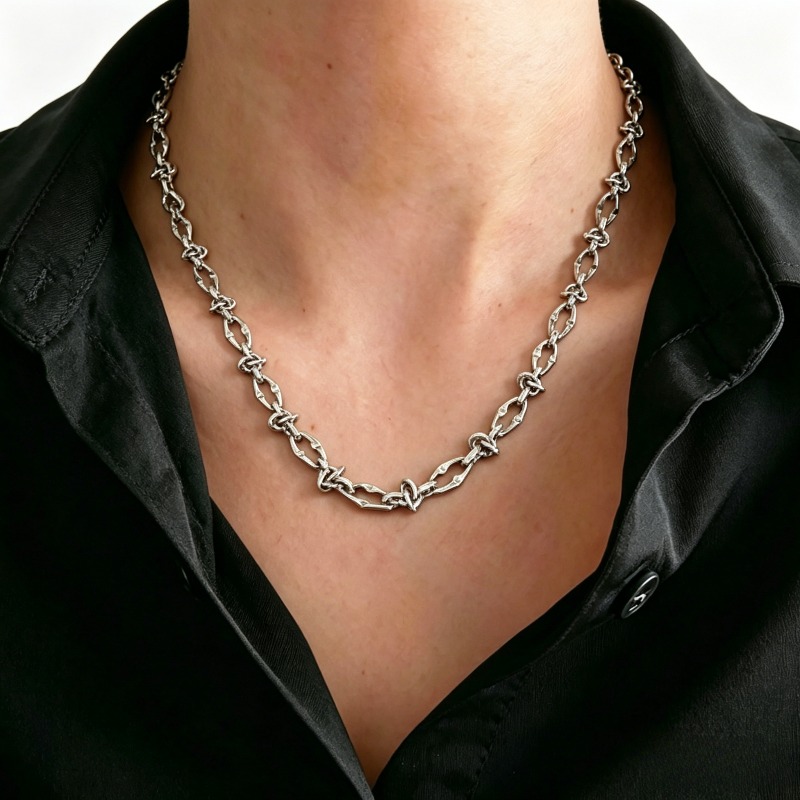 Men's 316 Stainless Steel Thorn Knot Necklace, Gothic Style